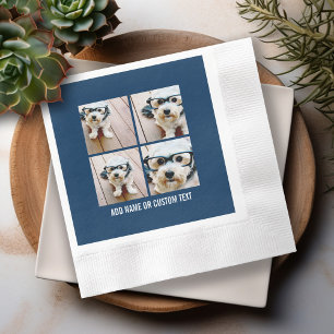 Create Your Own Photo Collage Navy 4 Pictures Napkin