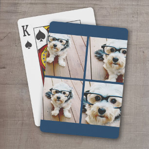 Create Your Own Photo Collage - Navy 4 Pictures Playing Cards