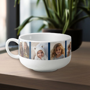Create Your Own Photo Collage Navy 4 Pictures Soup Mug