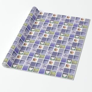 Create Your Own Photo Collage Purple  Wrapping Paper