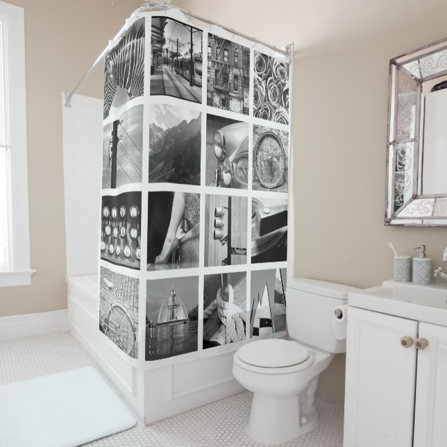 Create-Your-Own Photo Collage Shower Curtain (In Situ)