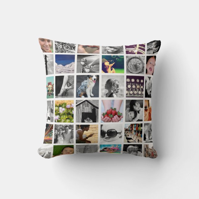 Create-Your-Own Photo Collage Throw Pillow (Front)