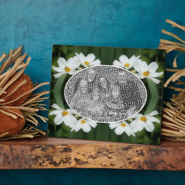 Create Your Own Photo Cosmos Flowers And Bee  Plaque (Side)