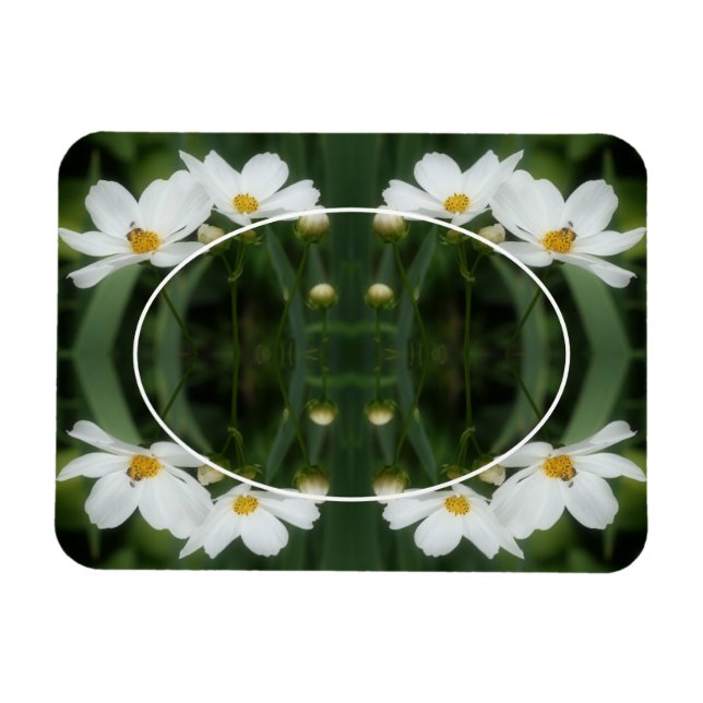 Create Your Own Photo Cosmos Flowers Bee Frame  Magnet (Horizontal)