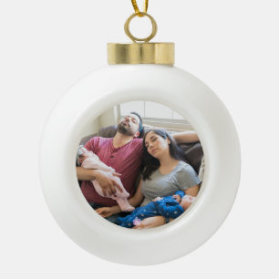 Create Your Own Photo Custom Pic DIY Family Ceramic Ball Christmas Ornament