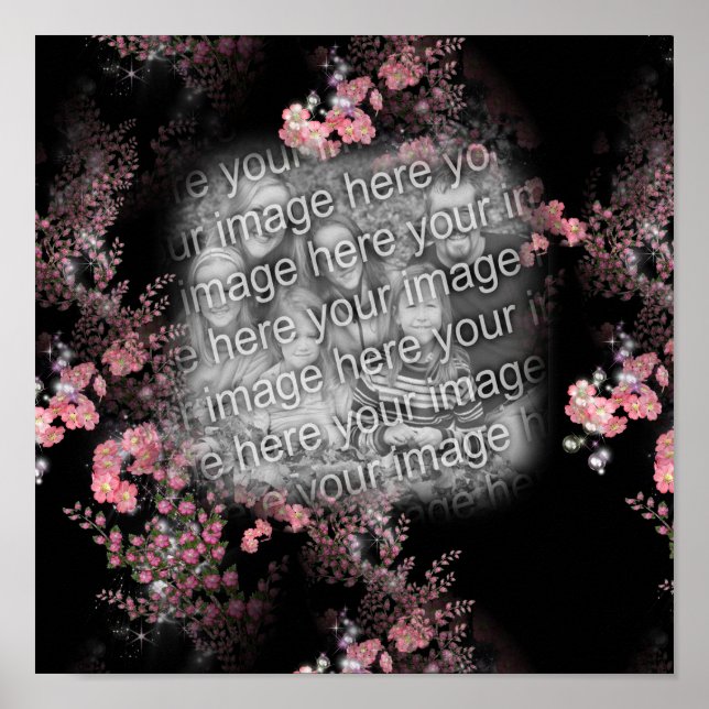 Create Your Own Photo Elegant Floral Border Poster (Front)