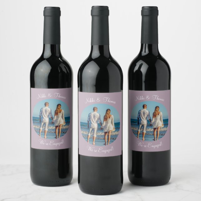 Create Your Own Photo Engagement Name Couple Wine Label (Bottles)