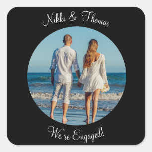 Create Your Own Photo Engagement Name Script Square Sticker