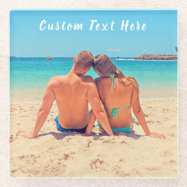 Create Your Own Photo Glass Coaster Custom Text (Front)