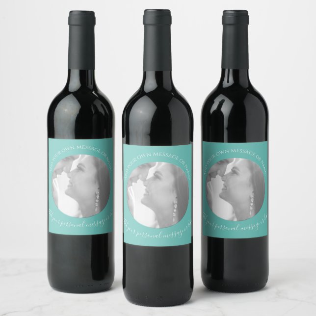 Create Your Own Photo Green Wine Label  (Bottles)