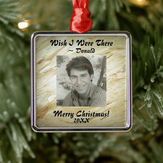 Create Your Own Photo Marble Faux Finish Metal Ornament (Tree)
