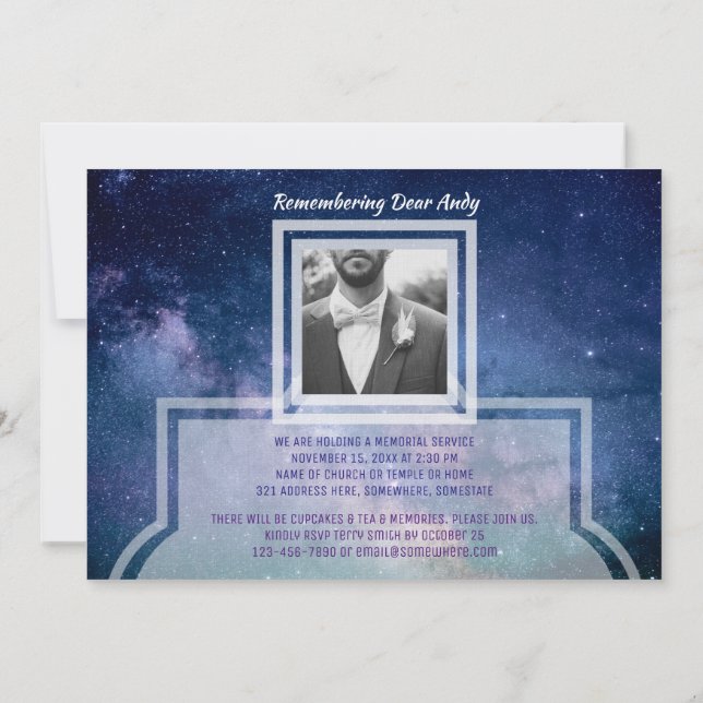 Create Your Own Photo Memorial Service Invitation (Back)