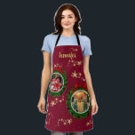 Create your own photo Merry Christmas monogrammed Apron<br><div class="desc">Create your own photo Merry Christmas apron.
You can add your own photos and name to personalise.</div>