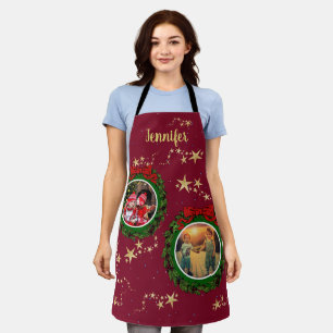 Create your own photo Merry Christmas monogrammed Apron