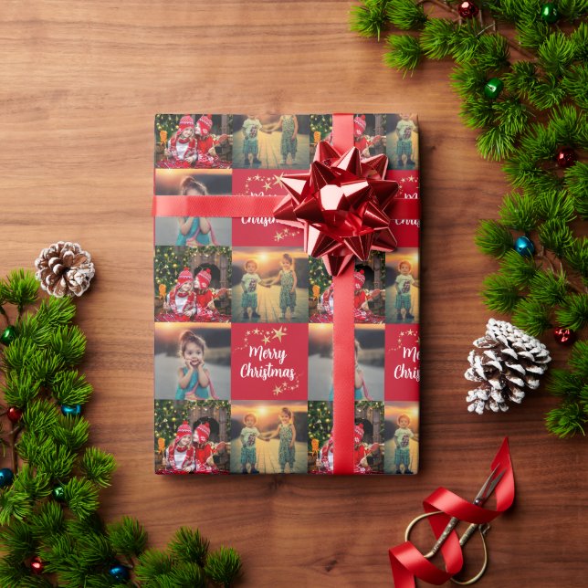 Create your own photo Merry Christmas script Wrapping Paper (Holiday Gift)