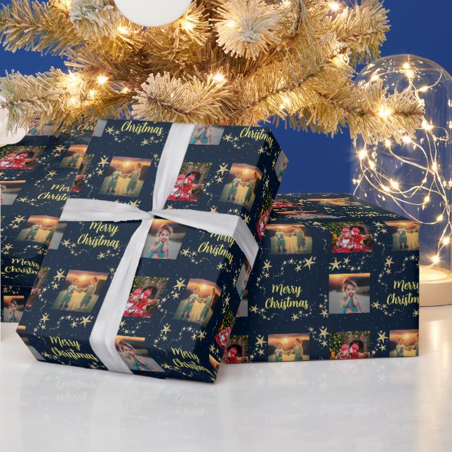Create your own photo Merry Christmas script Wrapping Paper (Holidays)