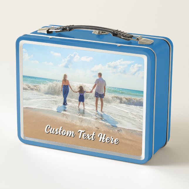 Create Your Own Photo Metal Lunch Box with Text (Back)