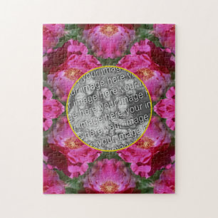 Create Your Own Photo Pink Roses Floral Frame     Jigsaw Puzzle