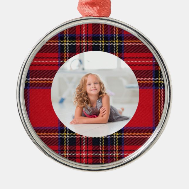 Create Your Own Photo  | Royal Stewart Tartan Metal Ornament (Front)