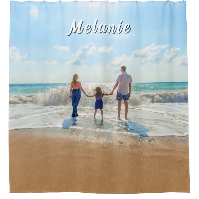 Create Your Own Photo Shower Curtain Custom Name (Front)