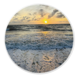 Create Your Own Photo Simple beach sunrise Ceramic Knob