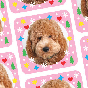 Create Your Own Photo Sticker Holiday Heart Pink