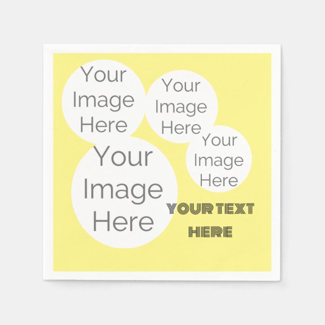 create your own photo text napkin in yellow (Front)