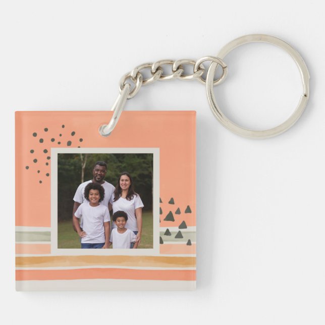 Create Your Own Photo Watercolor Boho Keychain (Back)