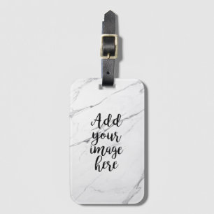 Create Your Own Photo White Marble luggage tag