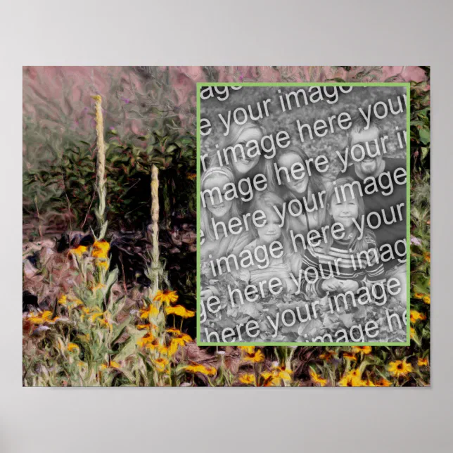 Create Your Own Photo Wildflowers Art Border Poster | Zazzle