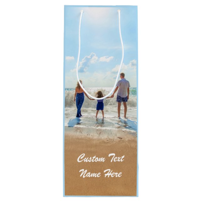 Create Your Own Photo Wine Gift Bag Custom Text  (Back)