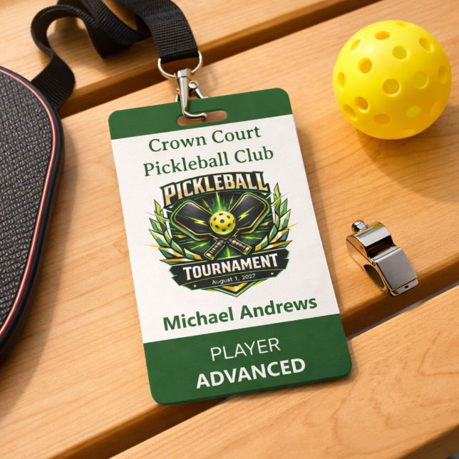 Create Your Own Pickleball Tournament Badge ID Badge (Pickleball Tournament Badge for players, refs, spectators and more. Logo design. Customize,)
