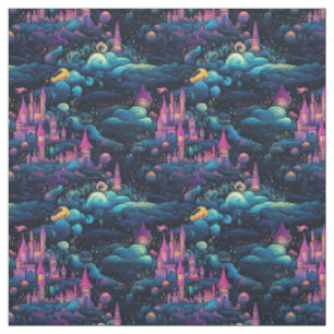 Create Your Own Pink Castle Fairy Kingdom Blue Fabric