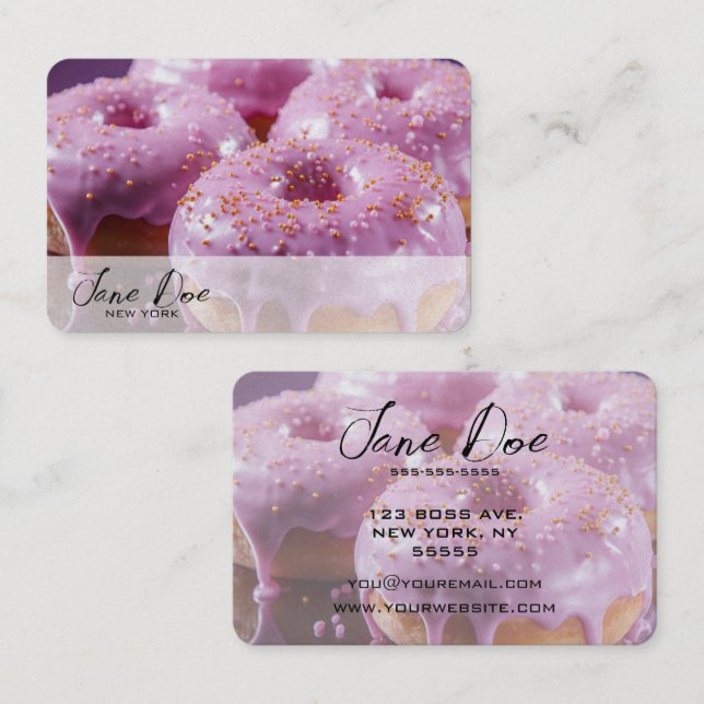 Create Your Own Pink Doughnuts Business Card (Front/Back)