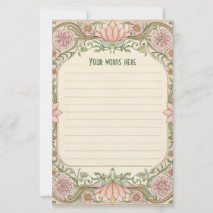 Create Your Own Pink Floral Art Deco Note Paper