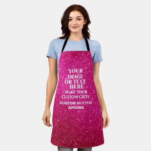 Create Your Own Pink Glitter Custom Womens Apron