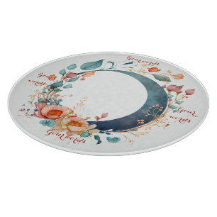 Create Your Own Pink & Gold Floral Moon Cutting Board