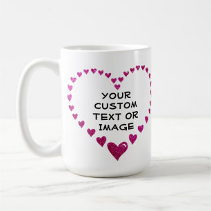 Create Your Own Pink Heart Valentine Custom Photo Coffee Mug