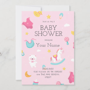 Create Your Own Pink Its a Girl Baby Shower Invitation