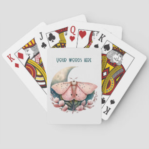 Create Your Own Pink Moon Moth & Flowers Playing Cards