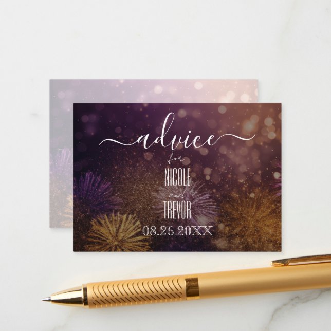 Create Your Own Pink Orange Fireworks Advice Card (Front/Back In Situ)