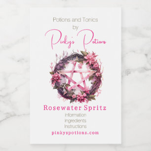 Create Your Own Pink Pentacle Flowers Apothecary Food Label