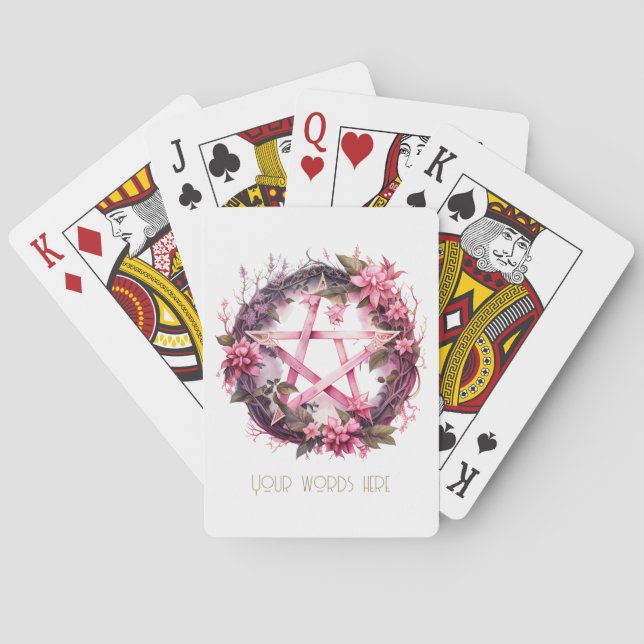 Create Your Own Pink Pentacle Flowers Playing Cards (Back)