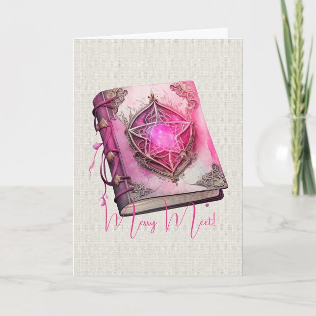 Create Your Own Pink Pentacle Grimoire  Card (Front)