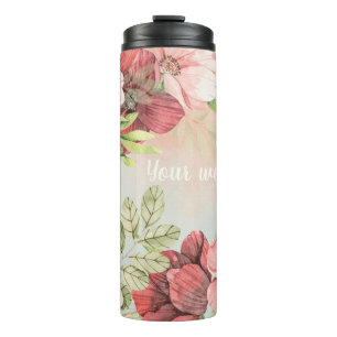 Create Your Own Pink & Red Flowers Floral Thermal Tumbler