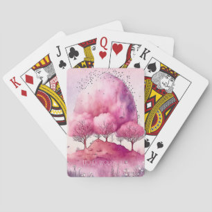 Create Your Own Pink Tree Landscape Playing Cards