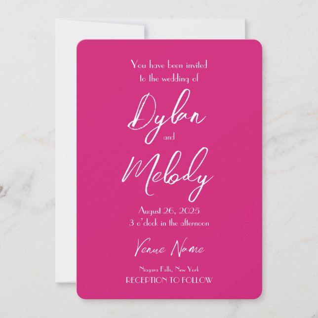 Create Your Own Pink Wedding Invitation (Front)