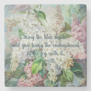 Create Your Own Pink White Blue Lilac Flowers Stone Coaster