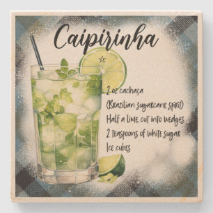 Create Your Own Plaid Caipirinha Cocktail Recipe Stone Coaster