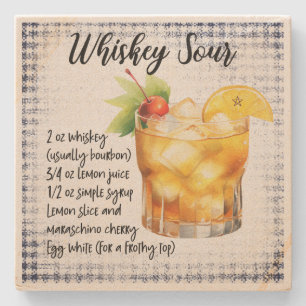 Create Your Own Plaid Whisky Sour Recipe Stone Coaster